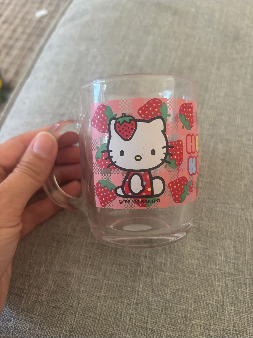 Sanrio Hello Kitty Strawberry Pink & Red Glass Cup mug